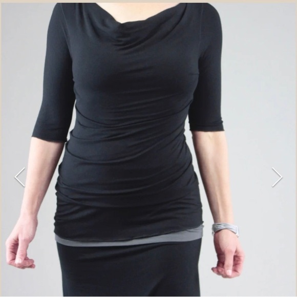 GRACE cowl neck half sleeve top Black Cloud S/M - Picture 2 of 8